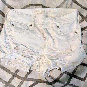 AE American Eagle Hi-Rise Shortie Shorts Size 4 White
